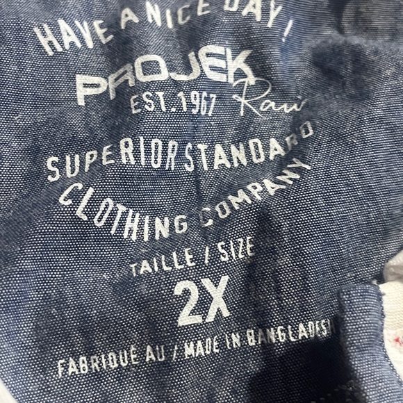 Projek Men’s Casual half Button down Shirt . Size 2X New With Tags - Picture 3 of 6